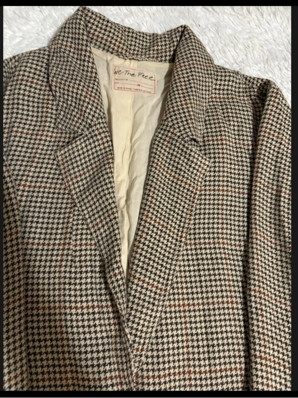 Free People We The Free Brown-Beige Plaid Beckett Boyfriend One
Button Blazer M - Picture 5 of 11